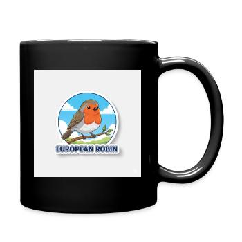 European Robin Circle Sticker - Full Color Mug - black - Right