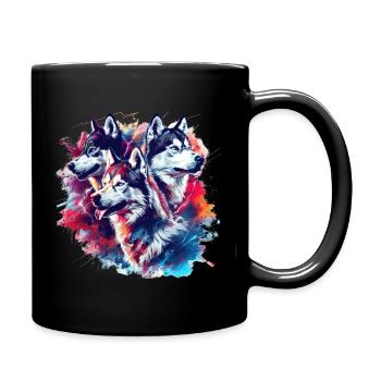 Husky Trio Neon Splash - Full Color Mug - black - Right
