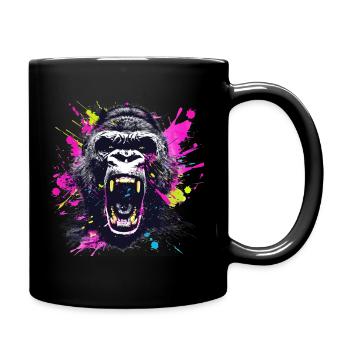 Neon Splash Gorilla Roar - Full Color Mug - black - Right