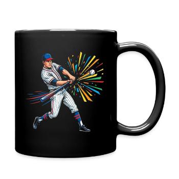 Colorful Baseball Batter Retro Art - Full Color Mug - black - Right