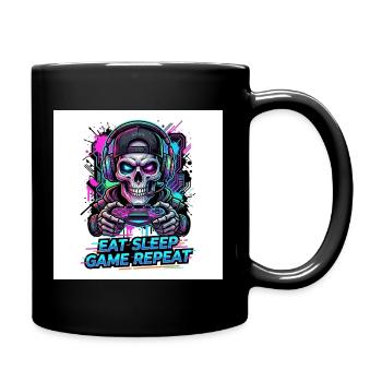 Eat Sleep Game Repeat Gamer Skull Esports Streetwe - Full Color Mug - black - Right