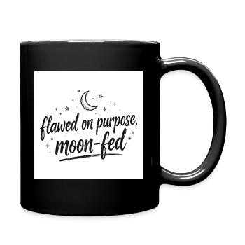 Flawed On Purpose, Moon-Fed — Sassy Shirt Sticker - Full Color Mug - black - Right