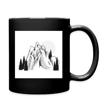 Minimalist Mountain Peaks Pine Forest - Full Color Mug - black - Right