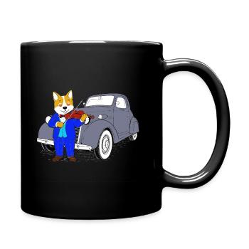 Vintage Fox Violinist Retro Car Design - Full Color Mug - black - Right