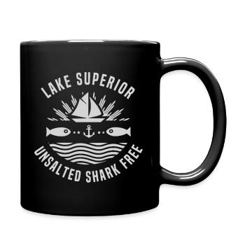 Lake Superior Unsalted Shark Free Great Lakes Fish - Full Color Mug - black - Right