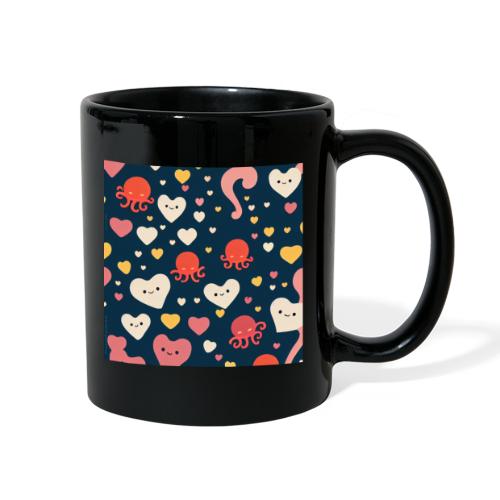 Hearts and Octopuses Swimming In The Sea - Super C - Full Color Mug