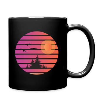 Retro Sun pine tree design - Full Color Mug - black - Right