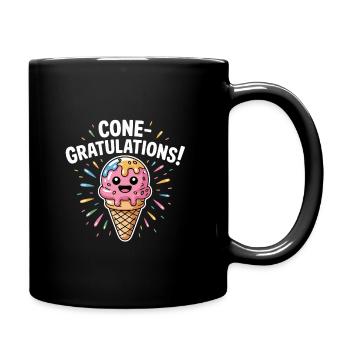 Cone-gratulations! Kawaii Ice Cream Cone - Full Color Mug - black - Right
