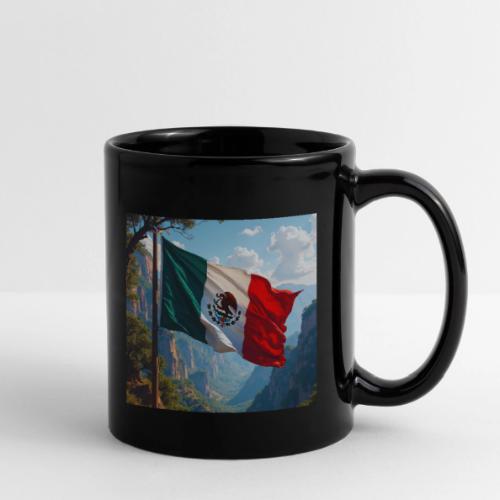 Mexican Flag in Mountain Nature Landscape - Full Color Mug