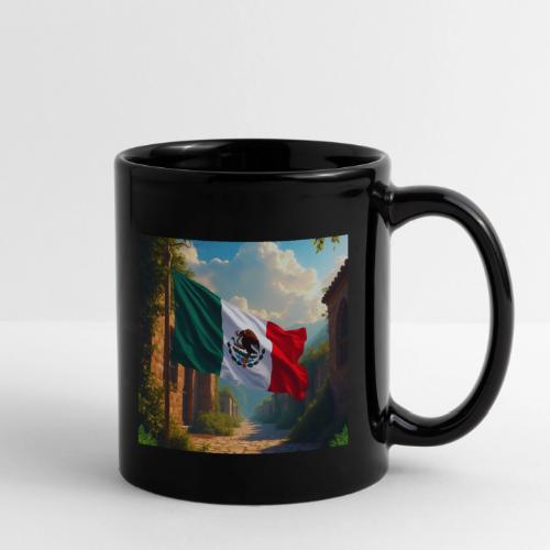 Mexican flag in Magical Town and Nature - Full Color Mug