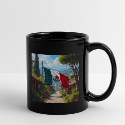 Mexican flag surrounded by nature and magic town - Full Color Mug