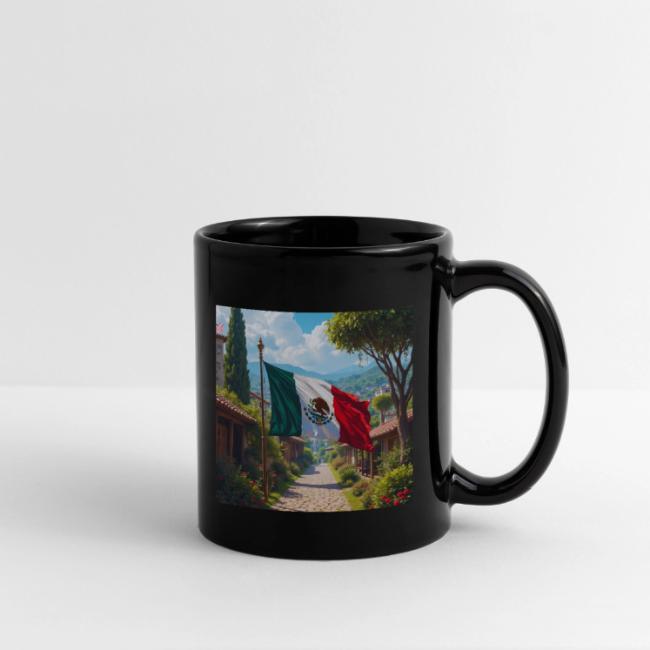 Mexican flag surrounded by nature and magic town