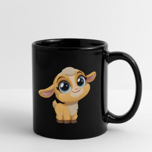 Sweet Cartoon Baby Goat with Joyful Smile - Full Color Mug