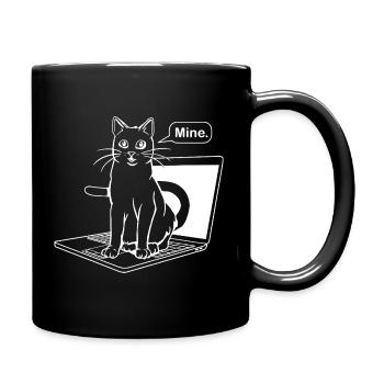 Cat Conquers Laptop - Full Color Mug - black - Right