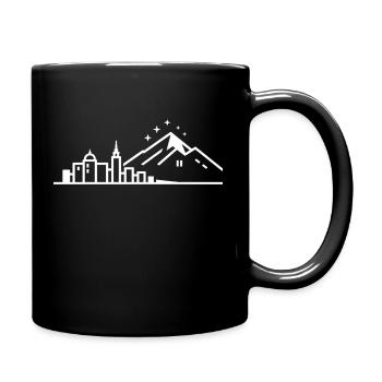 City Skyline Mountain Peaks Gifts for Cycling Fans - Full Color Mug - black - Right
