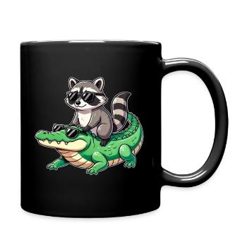 Funny Raccoon and Crocodile Sunglasses Cool Animal - Full Color Mug - black - Right