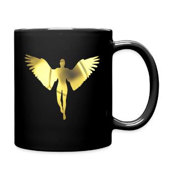 golden angel in a bright golden color - Full Color Mug - black - Right