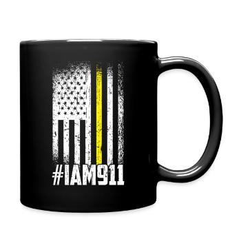 911 American Flag Dispatch-Er Usa Thin Gold Line - Full Color Mug - black - Right