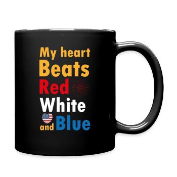 my heart beats red white and blue - Full Color Mug - black - Right