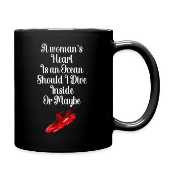 Contemplating Depths: A Woman's Heart, To Dive or - Full Color Mug - black - Right