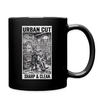Urban Cut: Sharp and Clean Barber Scene - Full Color Mug - black - Right
