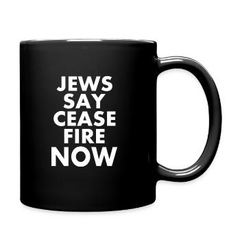 Jews say ceasefire now - Full Color Mug - black - Right