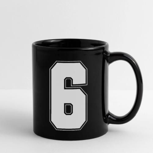 White Number 6 – Varsity Font - Full Color Mug
