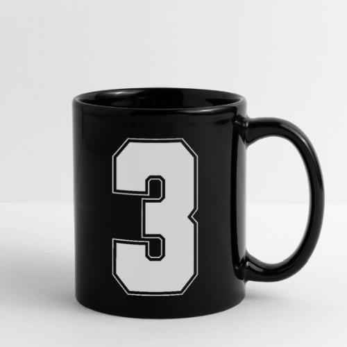 White Number 3 – Varsity Font - Full Color Mug
