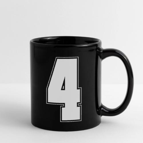 White Number 4 – Varsity Font - Full Color Mug