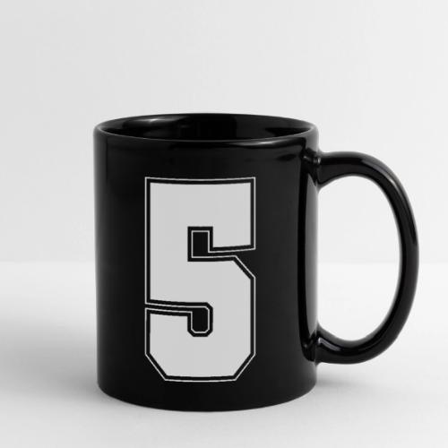 White Number 5 – Varsity Font - Full Color Mug