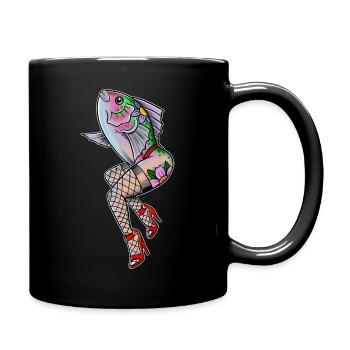 Tattoo Flash Mermaid - Full Color Mug - black - Right