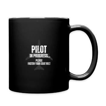 pilot in progress future pilot airplane aircraft - Full Color Mug - black - Right