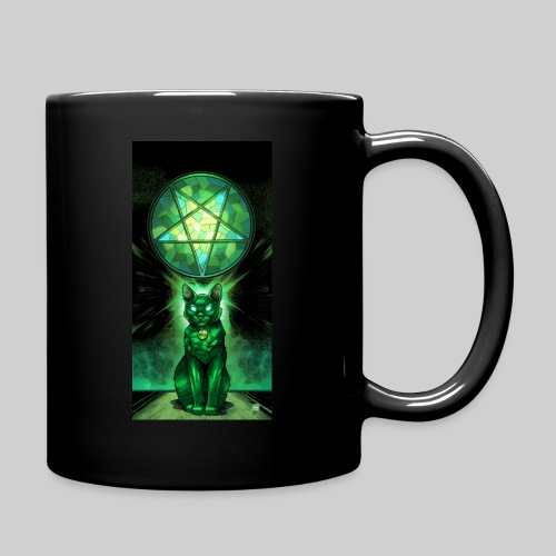 Green Satanic Cat and Pentagram Stained Glass - Full Color Mug