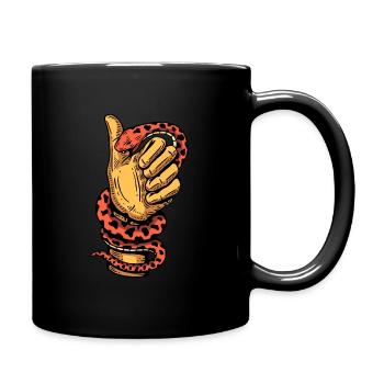 Snake biting hand abstract - Full Color Mug - black - Right