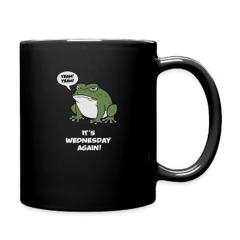 green grumpy frog Its Wednesday Again - Full Color Mug - black - Right