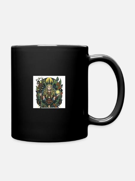Elven Nature Mage Illustration - Full Color Mug - black