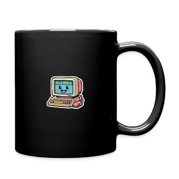 Retro Computer Mascot "Hello World" - Cute Tech Il - Full Color Mug - black - Right