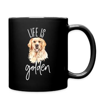 Golden Retriever Dog Life Is Golden' Gift Idea For - Full Color Mug - black - Right