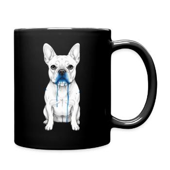 Blue Drip Bulldog Illustration - Full Color Mug - black - Right