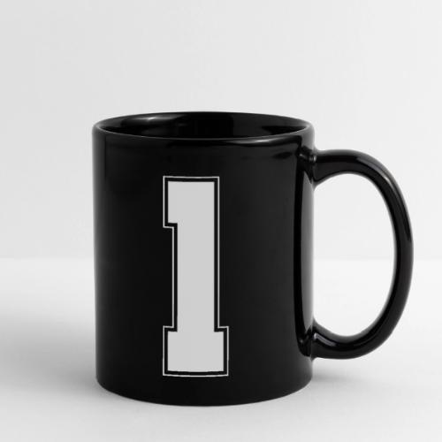 White Number 1 – Varsity Font - Full Color Mug