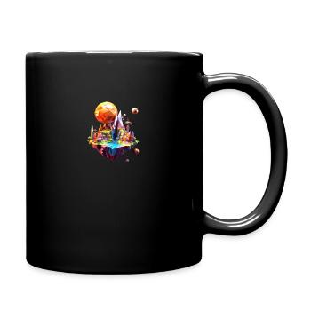Vibrant Floating Island with Geometric Sun - Full Color Mug - black - Right