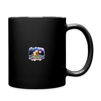 Retro Zen Lotus Flower Firefly Night - Full Color Mug - black - Right