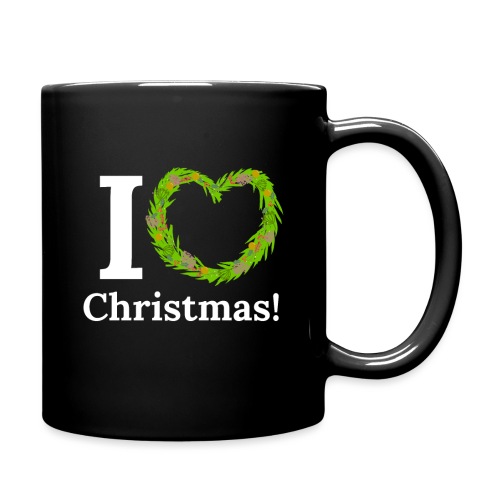 I Love Heart Christmas - Xmas Wreath Design! - Full Color Mug