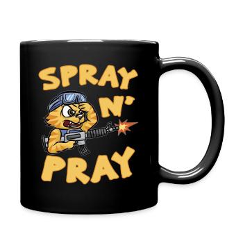 SPRAY AND PRAY Cat Gamer Ego Shooter M4 CSGO - Full Color Mug - black - Right