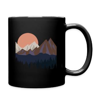 Mountains Tee, Hiking, Camping Gift - Full Color Mug - black - Right