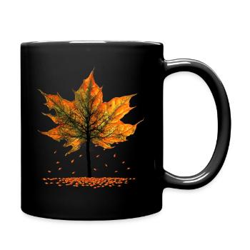 Maple Tree Falling Leaves Autumn Season - Full Color Mug - black - Right