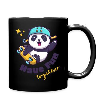 White Illustration Fun Cute Panda - Full Color Mug - black - Right