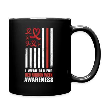 Red Flag Ribbon Heart Week I Wear Red Awareness - Full Color Mug - black - Right