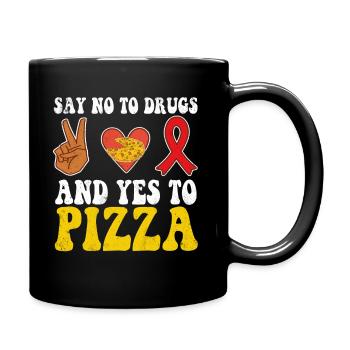 Peace Ribbon Week Awareness Yes Pizza Wear Red - Full Color Mug - black - Right