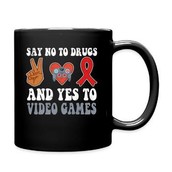 Peace Ribbon Week Awareness Yes Games Wear Red - Full Color Mug - black - Right